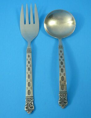 Mid Century 1960's Lifetime Cutlery LCU83 Meat Fork Gravy Ladle Stainless Japan
